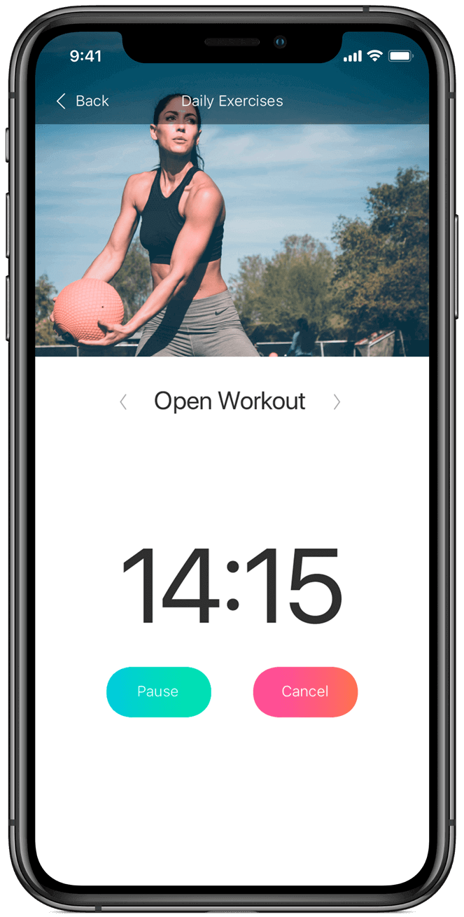 Healthy Interval App. Workout screen
